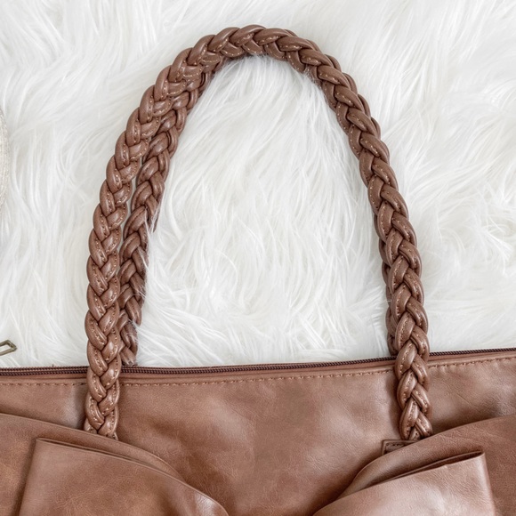 Altar’d State Brown Leather Bow Shoulder Bag Purse - Picture 3 of 15